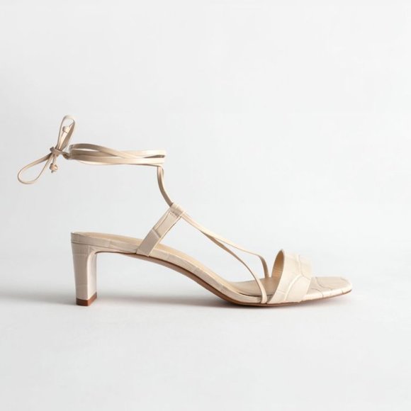& Other Stories Croc Lace Up Heeled Sandals - Picture 5 of 9
